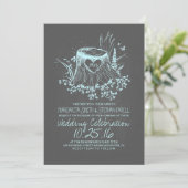 挨りだらけの青く素朴な国の木の結婚式招待状 招待状 (スタンド正面)