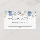 挨りだらけの青く黄色いベビーシャワーのおむつのラッフルカード エンクロージャーカード (正面)