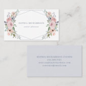 挨りだらけの青|の水彩画の幾何学的な花柄 名刺 (正面/裏面)