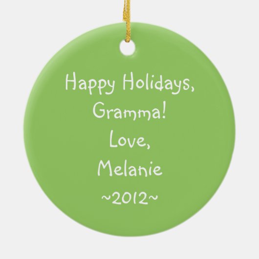 挨拶おもしろいをバックにローストターキーの漫画 セラミックオーナメント (裏面)