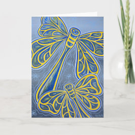 挨拶している青いトンボ カード