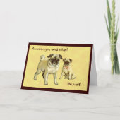 挨拶するヴィンテージのパグは、悔やみや弔慰カードよく得ます カード (正面)