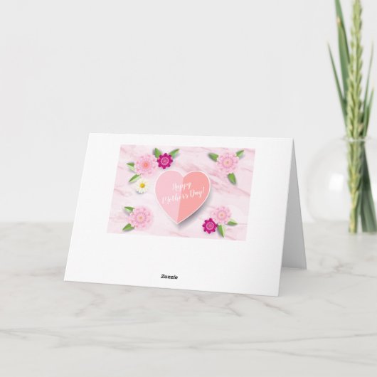 挨拶する幸せな母の日の美しい花 カード (裏面)