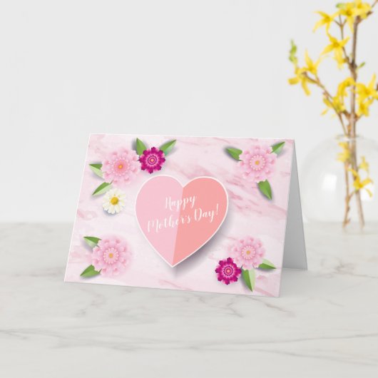 挨拶する幸せな母の日の美しい花 カード (黄色い花)