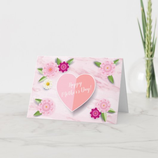 挨拶する幸せな母の日の美しい花 カード (正面)