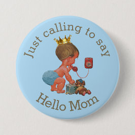 挨拶するCallingかわいく小さい王子お母さん 缶バッジ