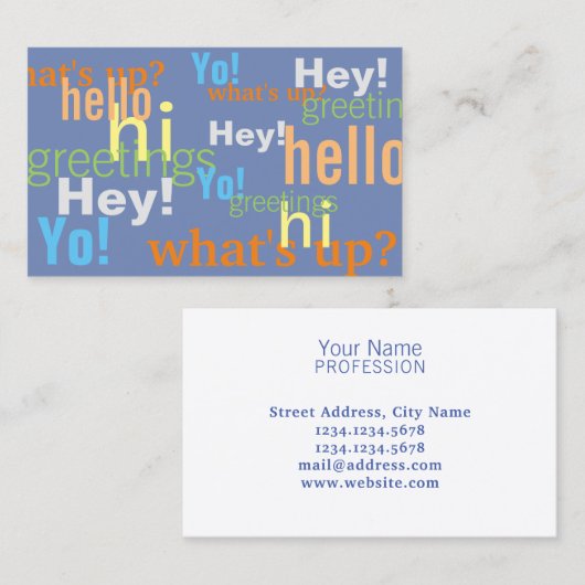 挨拶のスタイルの文字パターンカバー 名刺 (正面/裏面)