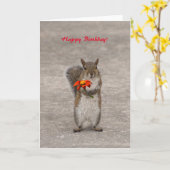 挨拶をカスタマイズするリスと花 カード (黄色い花)