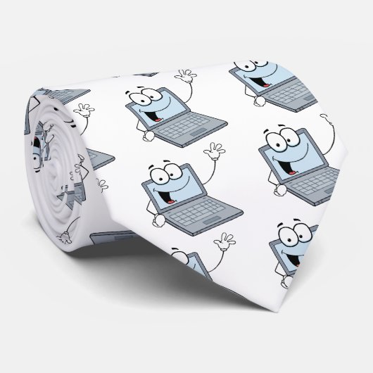 挨拶を振るラップトップのマンガのキャラクタ ネクタイ (ロール)