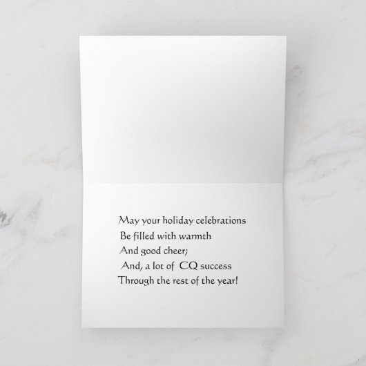 挨拶を用いるアマチュア無線のクリスマスツリーカード シーズンカード (内部)