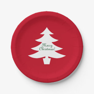 挨拶を用いるクリスマスの紙皿 のクリスマスの木 ペーパープレート