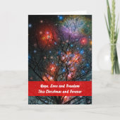 挨拶を用いる宇宙クリスマスツリー シーズンカード (正面)