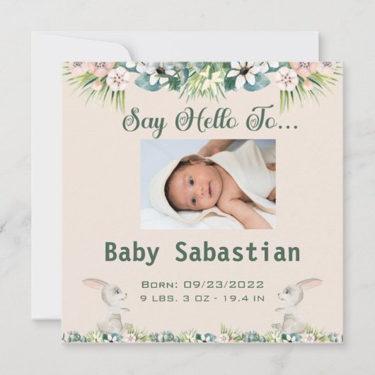 挨拶新生児招待状 招待状 (正面)