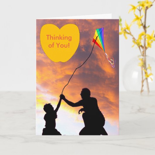 挨拶状のための凧の飛んでいるなイメージ カード (黄色い花)