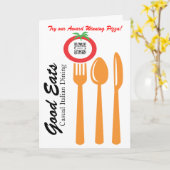 挨拶状のテンプレートのカジュアルな食事のイタリア語 カード (黄色い花)