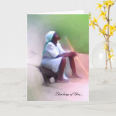 挨拶状のテンプレート-ハイチの黒人女性 カード (黄色い花)