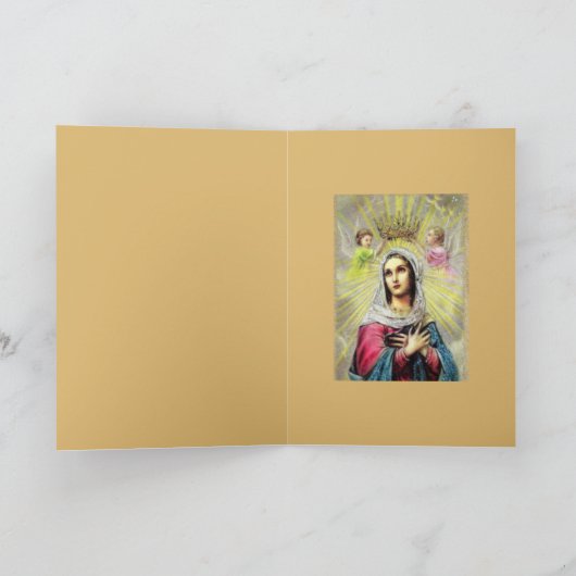 挨拶状のメリー宗教ヴァージン カード (内部)