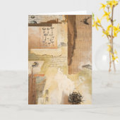 挨拶状の自然の短命なもの: Flycatcherの化石 カード (黄色い花)