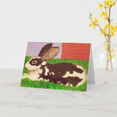 挨拶状の黒く及び白いバニーの絵画 カード (黄色い花)