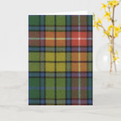 挨拶状のBuchananの古代タータンチェックのプリント カード (黄色い花)