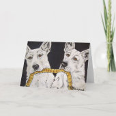 挨拶状を共有している白人のジャーマン・シェパード カード (正面)