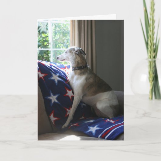 "挨拶状を恋しく思うWhippet " カード (正面)