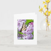 挨拶状を食べ物を与えている蝶 カード (黄色い花)