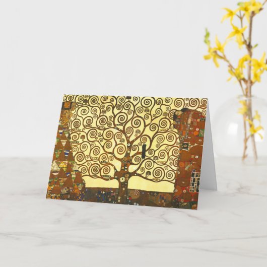挨拶状グスタフのクリムトの生命の樹 カード (黄色い花)