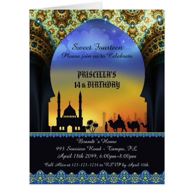 挨拶状、アラビアンナイトカード、カーペット、8.5x11 (正面)