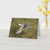 挨拶状-オナガガモの竜3 カード (黄色い花)