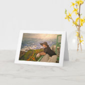 挨拶状- "バルコニーで" - Burghの島 カード (黄色い花)