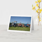 挨拶状(ブランク) -ヴィンテージの蒸気のトラクター カード (黄色い花)