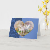 挨拶状-ペガソスのユニコーンのハート カード (黄色い花)