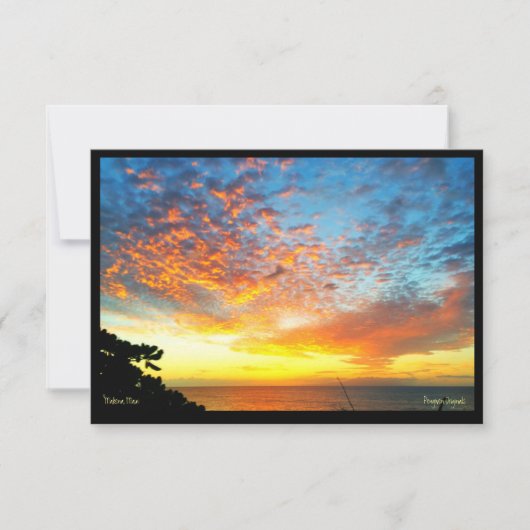 挨拶状、日没、Makuaの小屋、Makena、マウイ カード (正面)