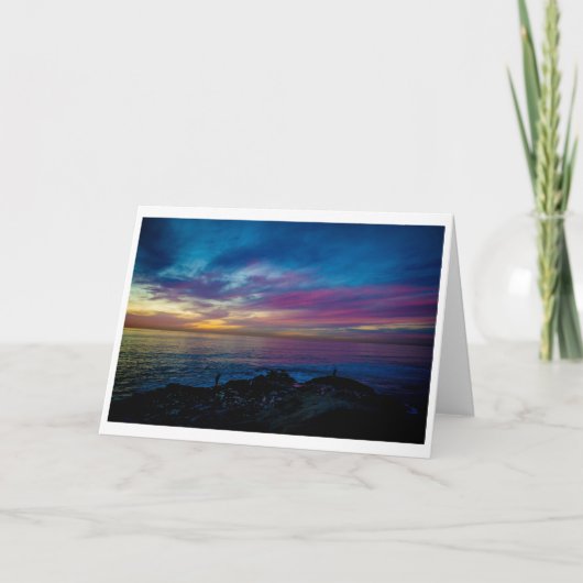 挨拶状-水彩画の日没 カード (正面)