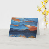 挨拶状 -- 湖Winonaの燃える日没 カード (黄色い花)