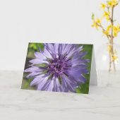 挨拶状-薄紫か紫色の独身のボタン カード (黄色い花)