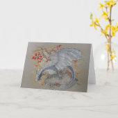 挨拶状-銀製のドラゴン カード (黄色い花)