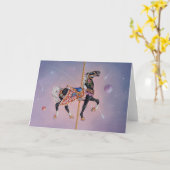 挨拶状- Petalumaの回転木馬の馬2 カード (黄色い花)