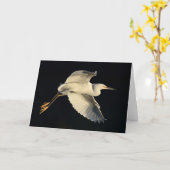 挨拶状- Snowy白鷺の低空飛行 カード (黄色い花)