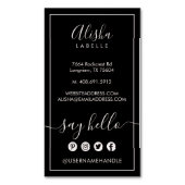 挨拶 |エレガントなブラック&ブルースピンクソーシャル マグネット名刺 (正面縦)