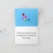 振りかけました誕生日のハートの気球をありがとう サンキューカード (内部)