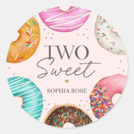 振りかけられたドナツの第2の誕生日パーティーのお願い ラウンドシール