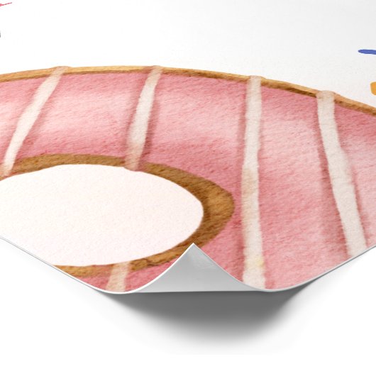 振りかけられたドーナツ甘い誕生日ウェルカムサイン ポスター (角)