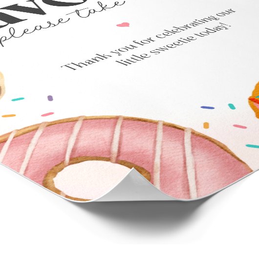 振りかけられたドーナツ誕生日赤ちゃんシャワー好意サイン ポスター (角)