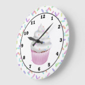 振りかけられた甘い御馳走カップケーキの柱時計 ラージ壁時計 (傾斜)