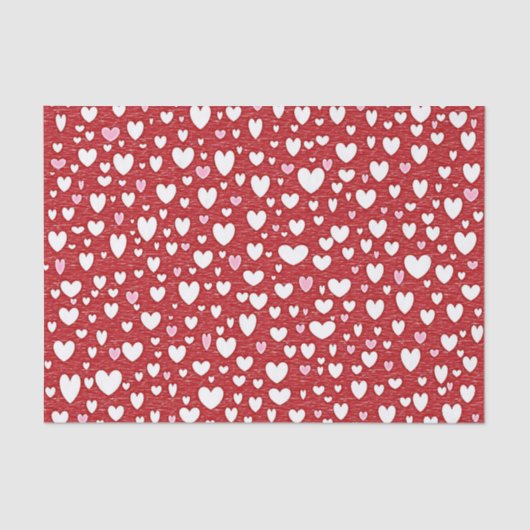 振りかけられた白く、ピンクのハートのティッシュペーパー 薄葉紙 (正面)