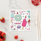 振りかけるアイスクリームとケーキ誕生日 スタンダードカクテルナプキン (インサイチュ)