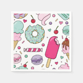 振りかけるアイスクリームとケーキ誕生日 スタンダードカクテルナプキン