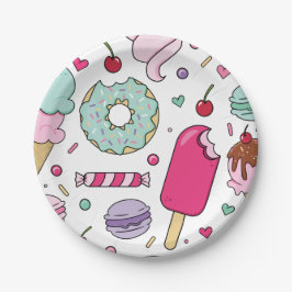 振りかけるアイスクリームとケーキ誕生日 ペーパープレート